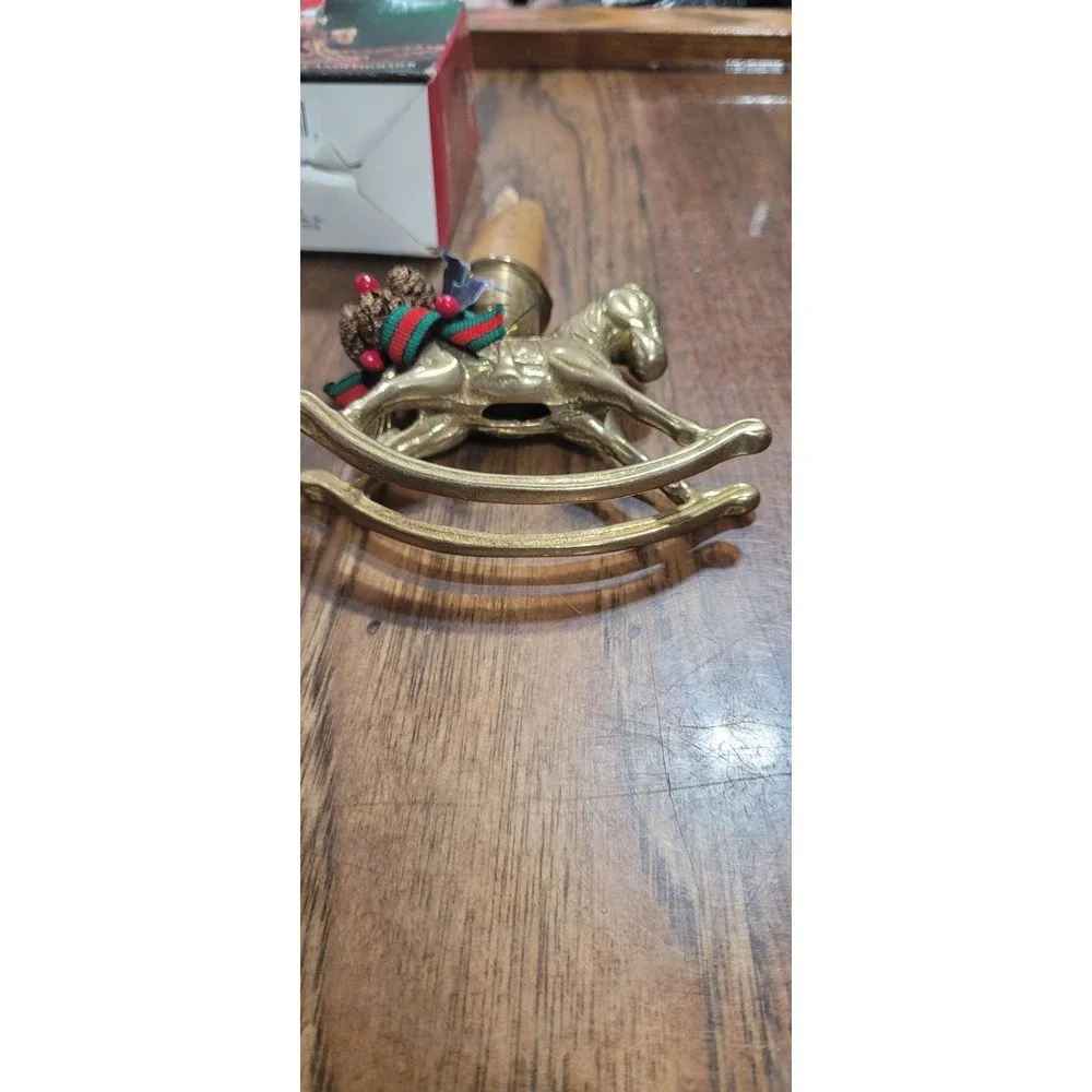 Vintage Solid Brass Rocking Horse Single Candlestick Holder About 4